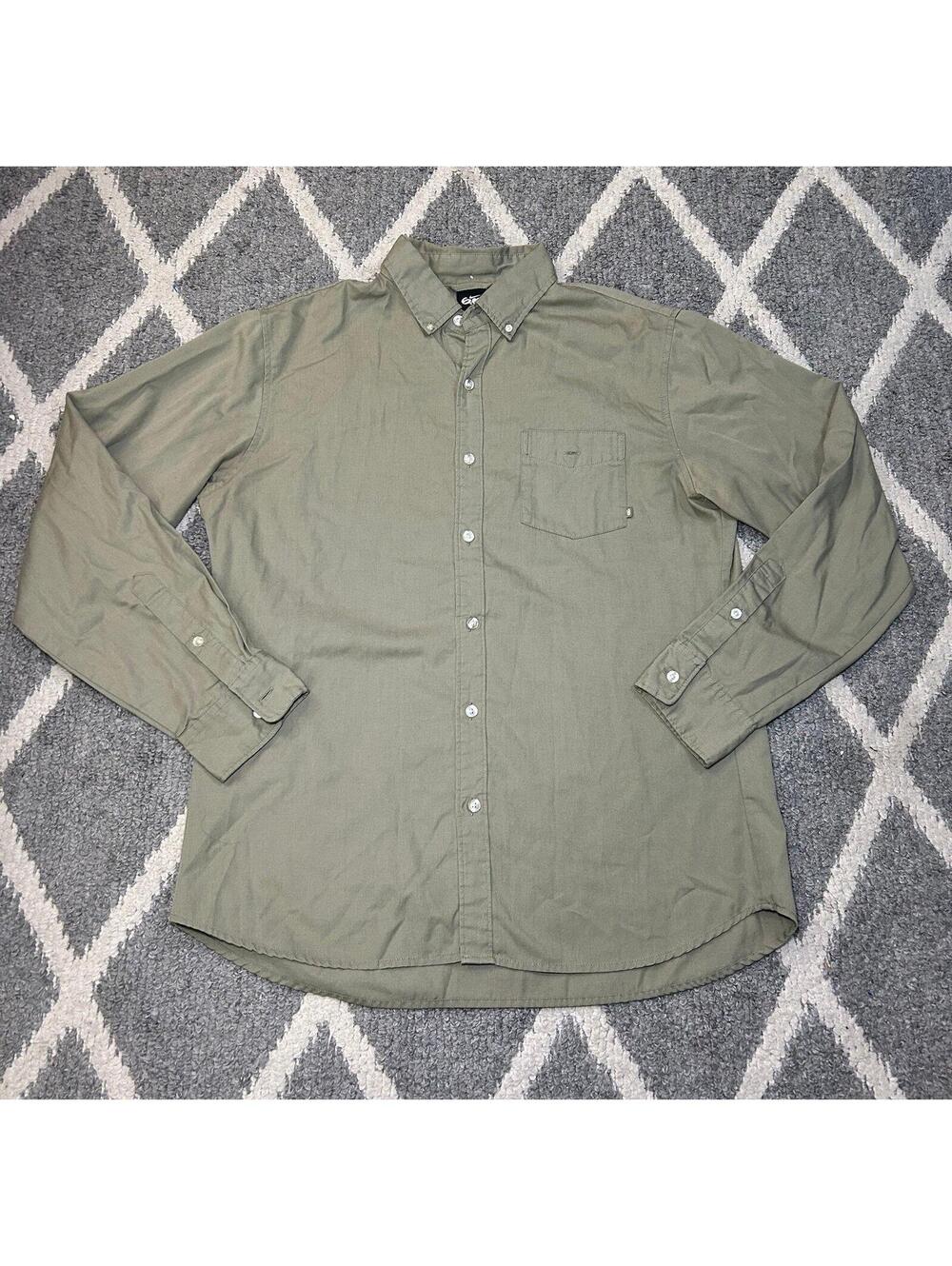 Nike 6.0 Dri-Fit Long Sleeve Button Shirt Mens Large olive greenSkateboarding